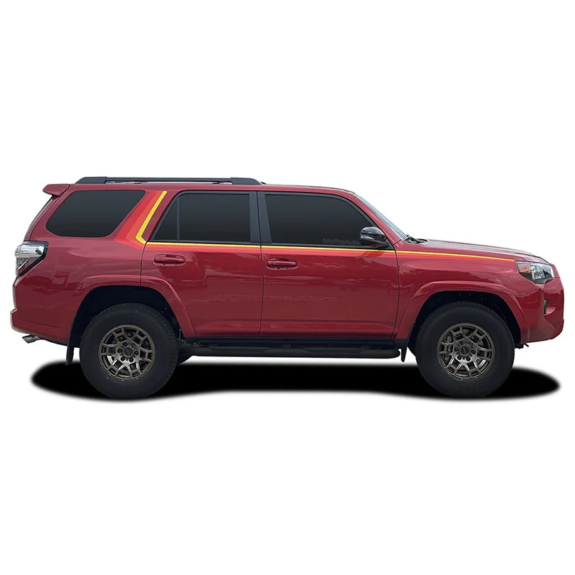 Aftermarket Retro Tri-Color Red & Orange Stripe Decal for Toyota 4Runner | Full