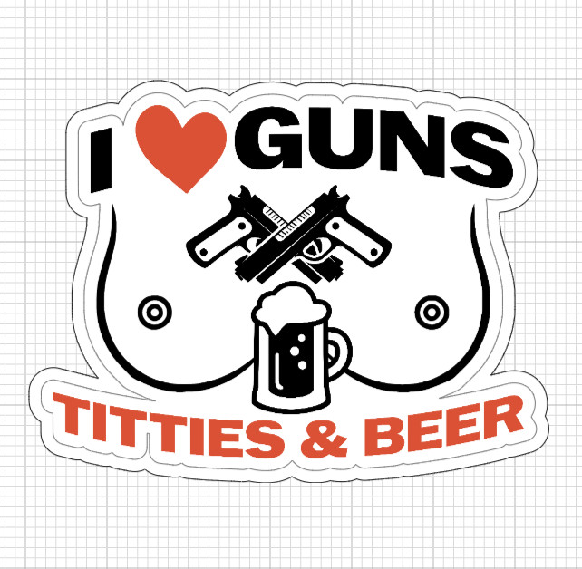 (2) I Love Guns T*tties & Beer Sticker Funny Adult Humor Decal Vinyl Car Bumper