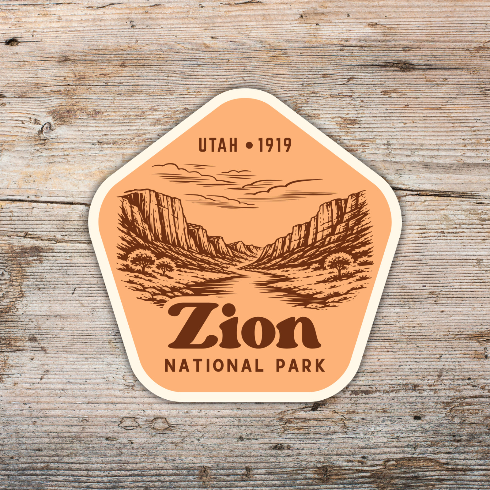 Zion National Park Sticker Retro Utah Travel Vinyl Decal Badge