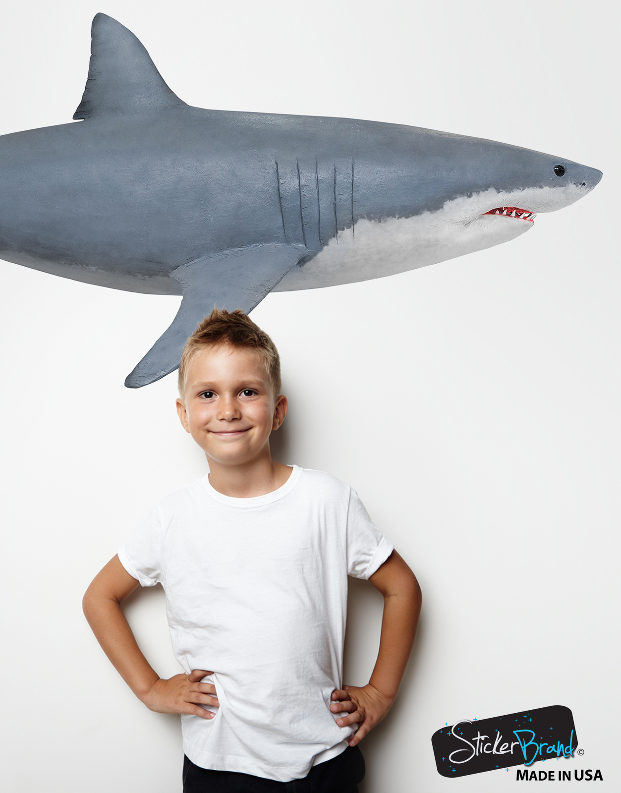 Great White Shark Wall Decal Graphic Sticker Side View Life Size #6084