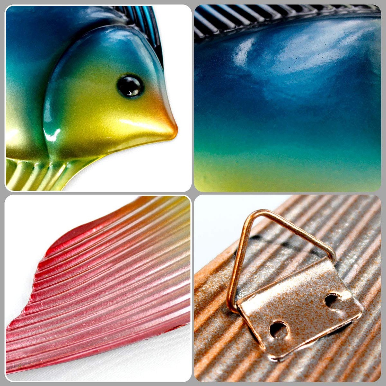 FANWNKI Set of 3 Metal Fish Wall Decor Art Outdoor Indoor Sculpture Hanging f…