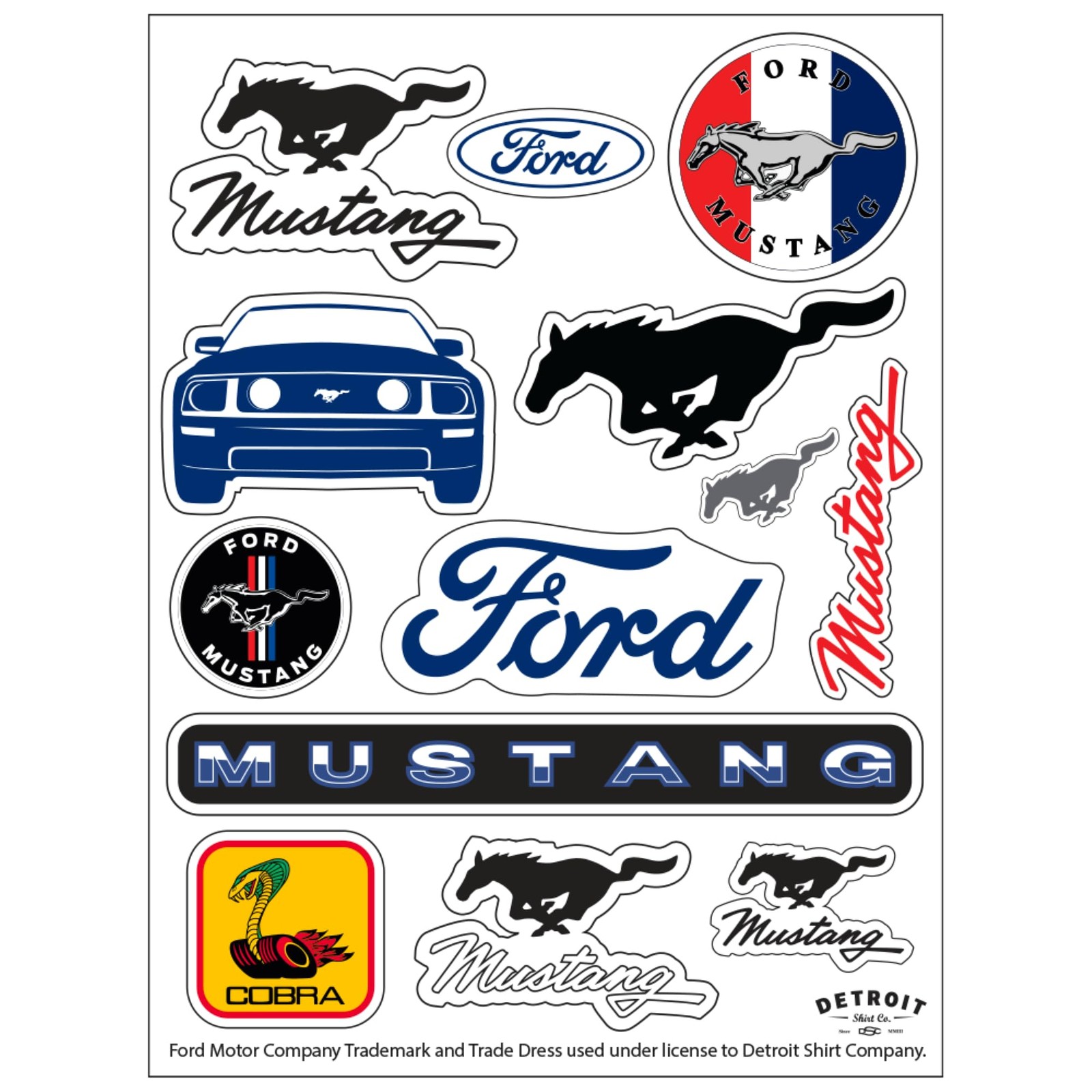 Ford Mustang 12-Decal Sticker Sheet | 6"x 8" Indoor/Outdoor Vinyl | Made in U…