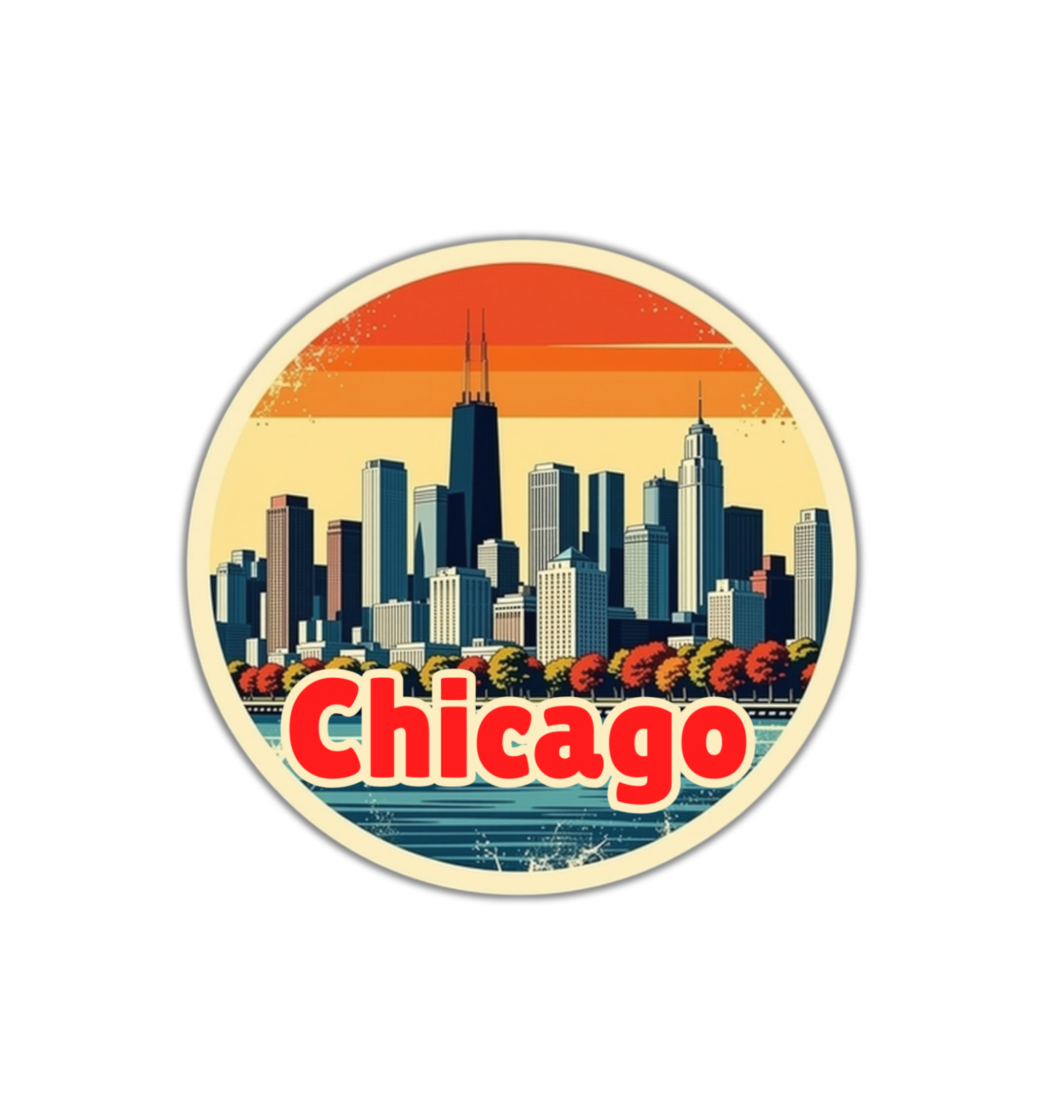 Chicago Illinois Windy City Fridge Magnet or Laptop Sticker