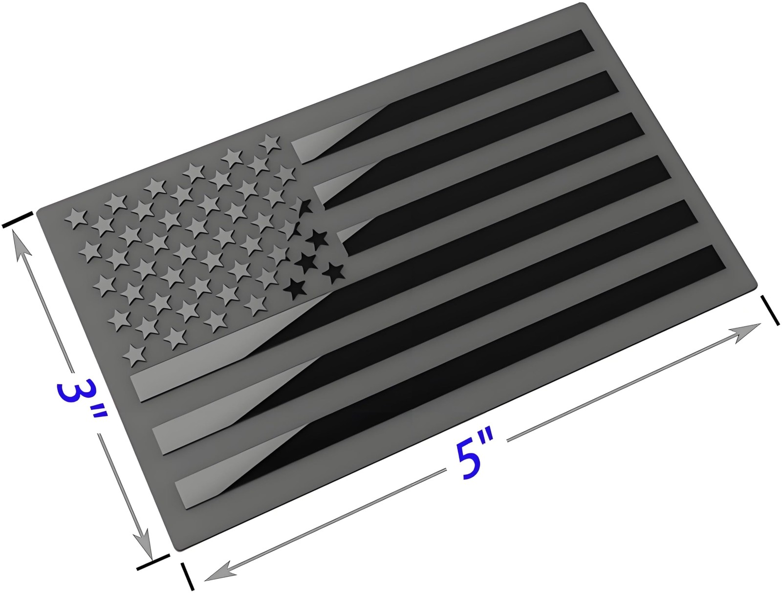Black American Flag Emblem 3D Aluminum 5×3 Pair Car Truck SUV