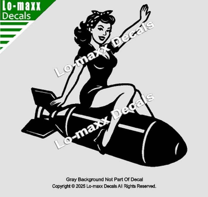 WW II Hot Sexy Girl Bomb Nose Art Decal Die Cut Vinyl Sticker Multi Size/Color