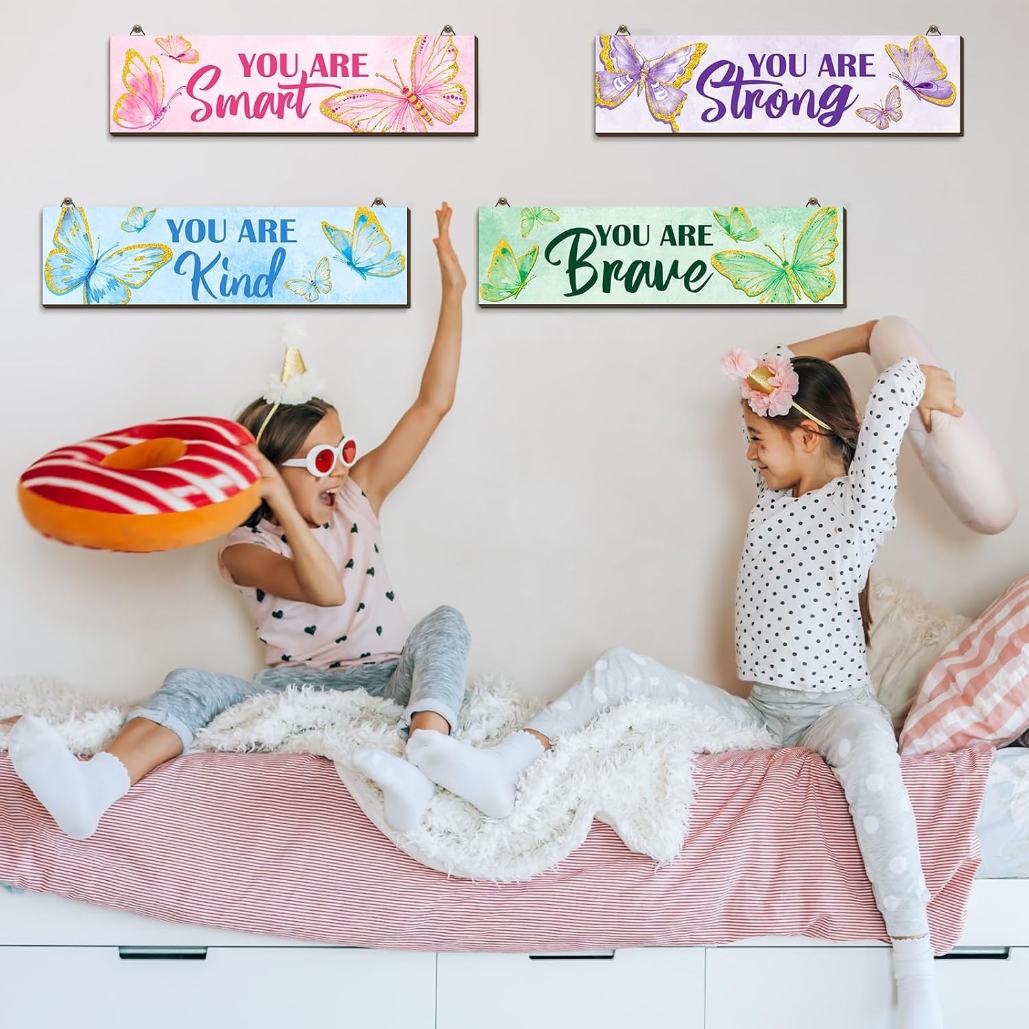Inspirational Butterfly Wood Signs 4 Pc Set Motivational Bedroom Wall Decor