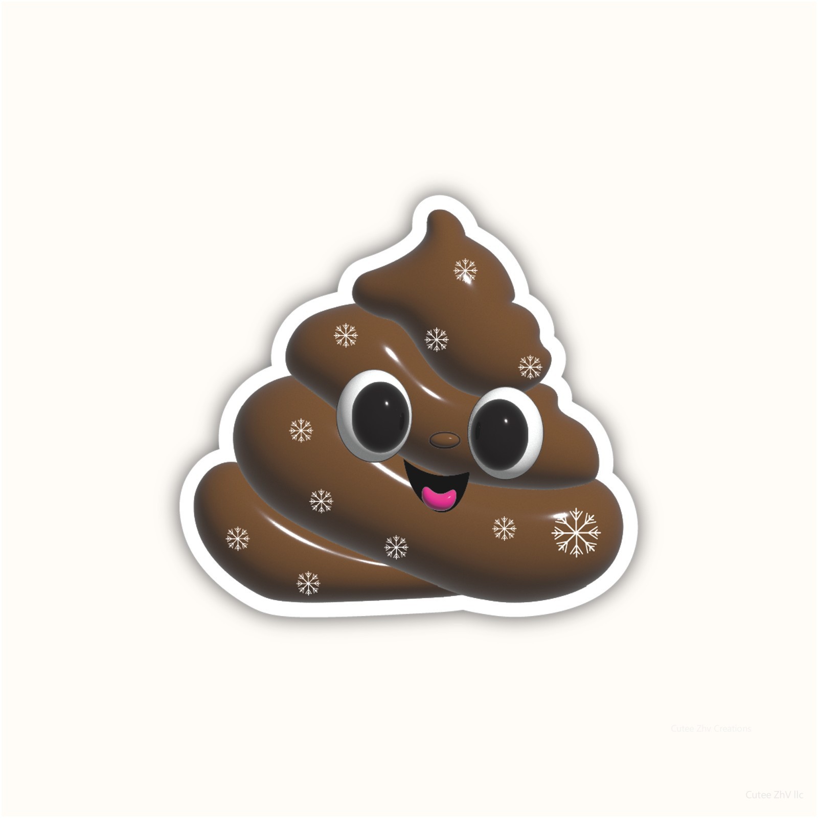 Cute Kawaii Winter Poop Vinyl Sticker Funny Cartoon Poo Decal Waterproof Durable
