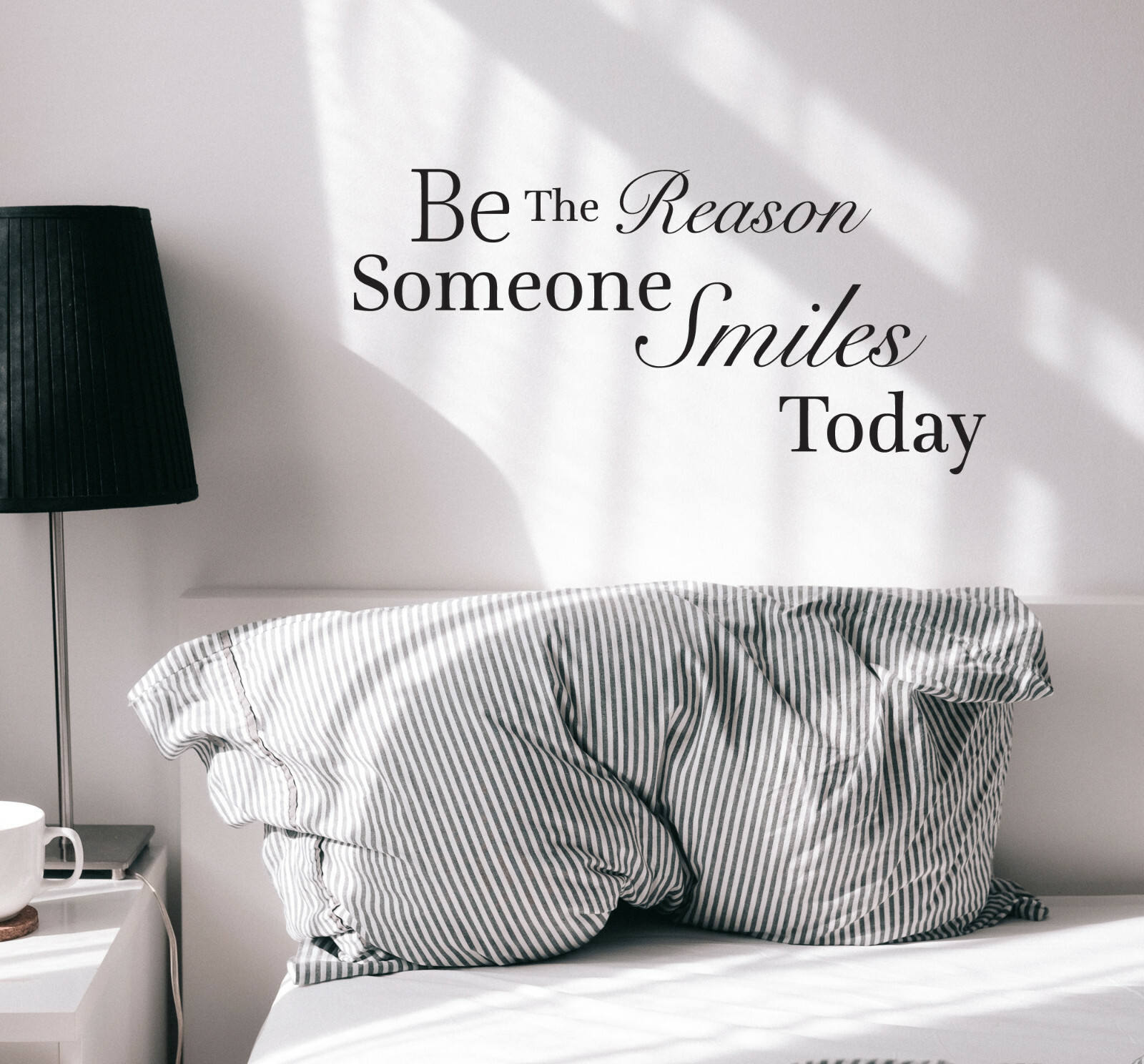 Wall Decal Lettering Motivation Phrase Smiles Positive Vinyl Decor Black gz451