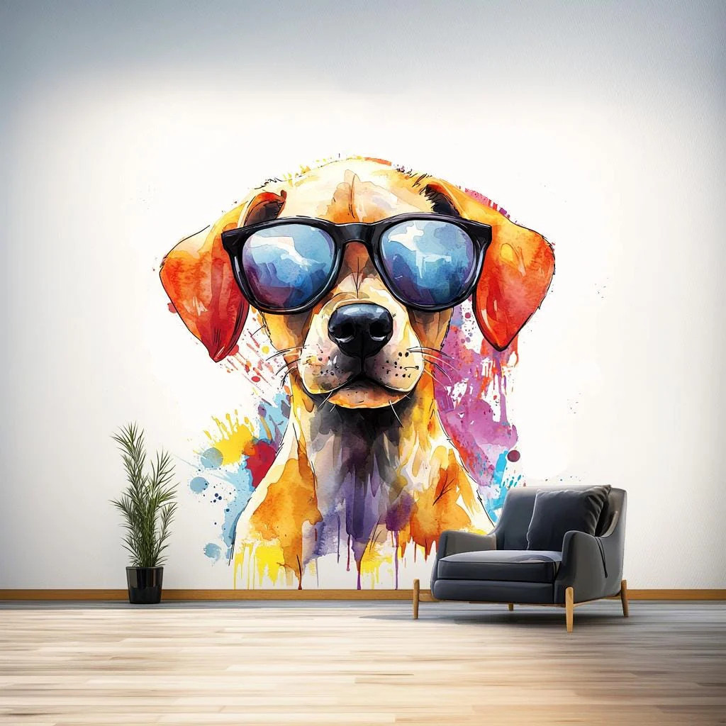 Colorful Labrador Puppy Wall Sticker | Cute Dog Decal