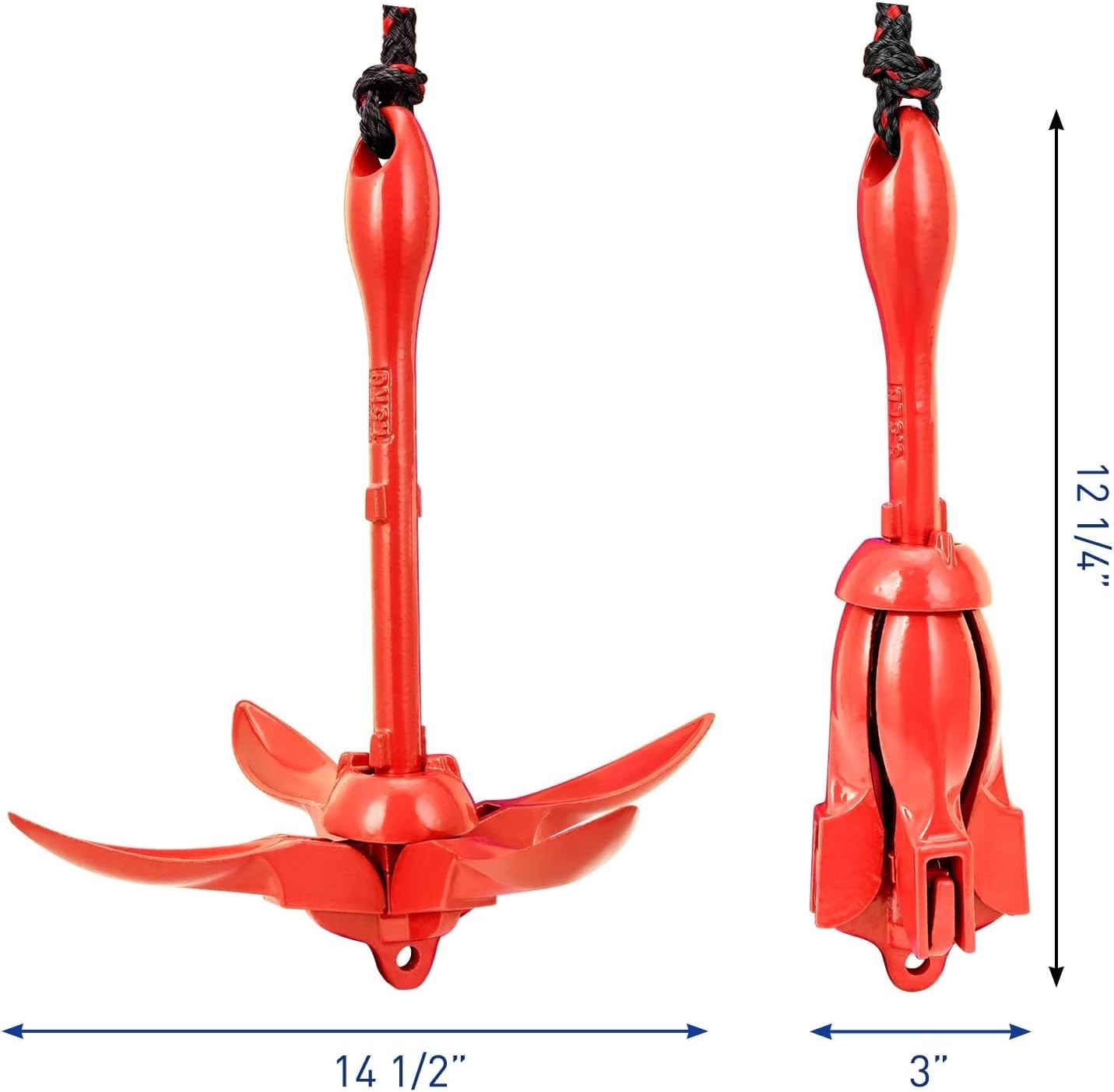 Grapnel Anchor Kit for Small Boats, Kayaks, PWC, Jet Ski & Paddle Boards – 3.5 l