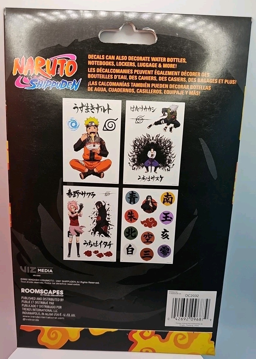 Naruto Shippuden Roomscapes Device Decals 4 Sheets 27 Foiled Decals Trends Int'l