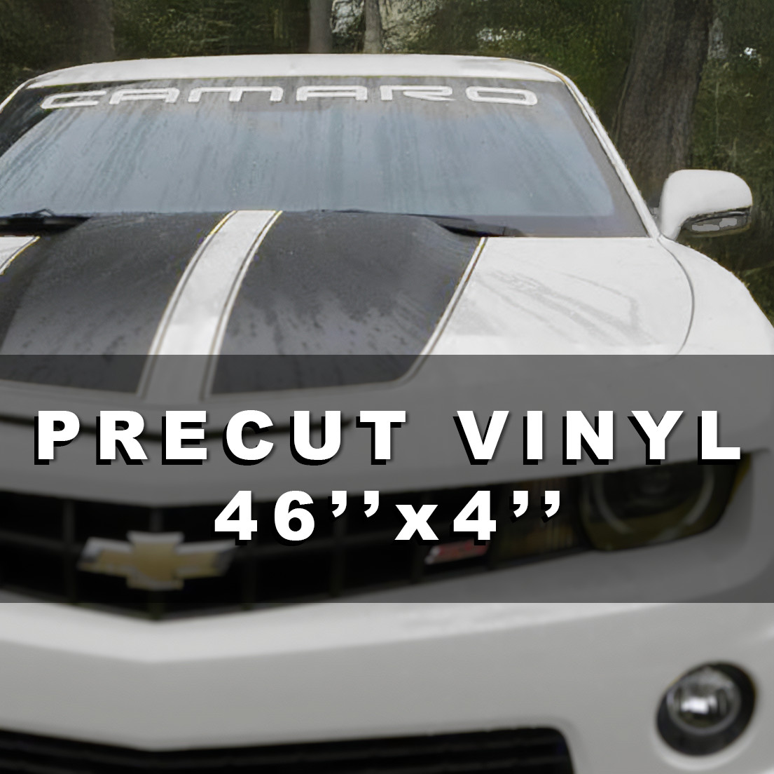 MATTE WHITE CHEVY " CAMARO " WORD RS SS WINDSHIELD DECAL STICKER 46"w x 4"h