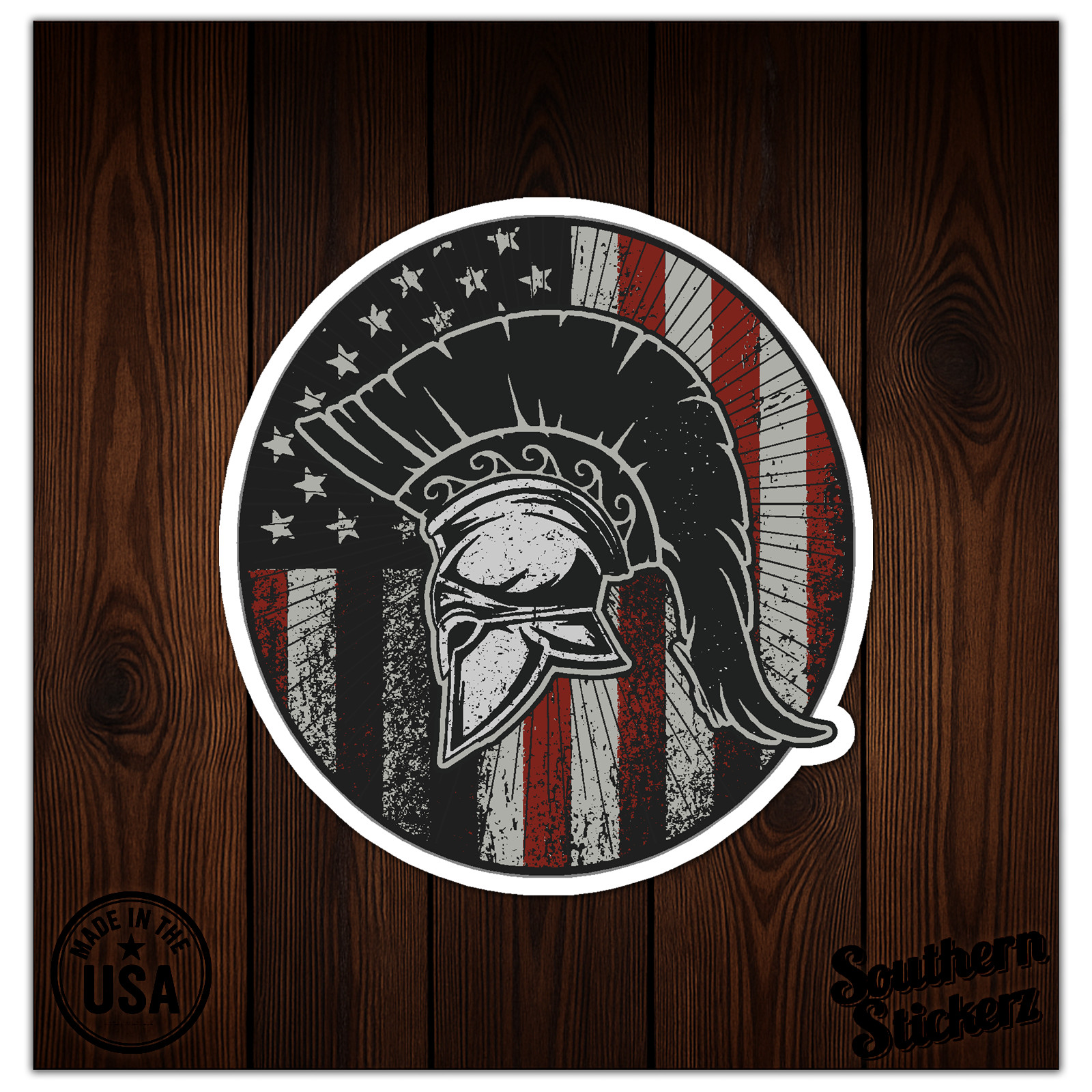 Spartan Helmet US Flag – Vinyl Decal Sticker – Car Window Laptop – ebn7818
