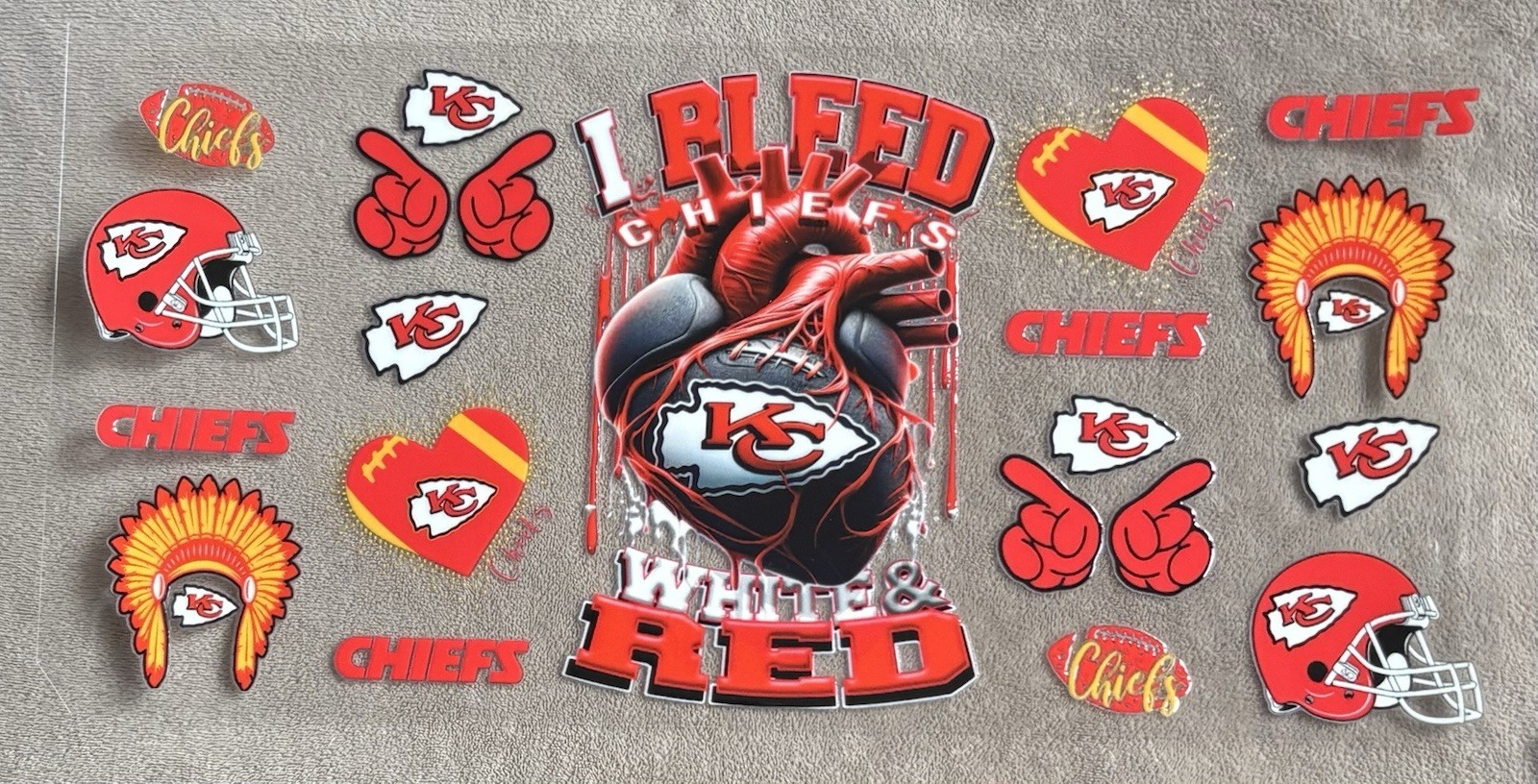 KANSAS CITY Football Team UV DTF Transfer Sticker Cup Wrap DIY Glasses Bottles