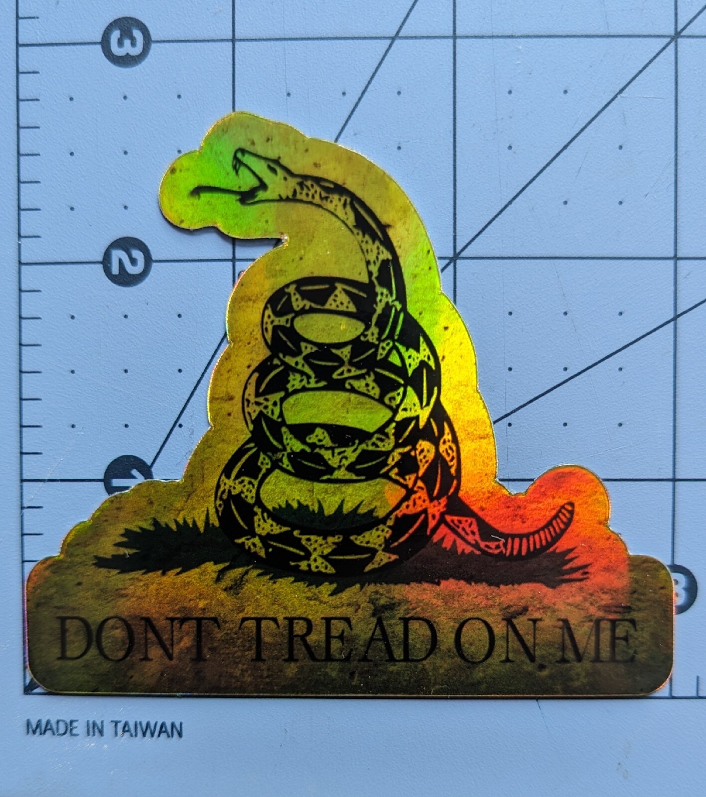 Don't Tread On Me Die Cut Holographic Sticker Gadsden Flag 2A 3 x 2.65 Inches