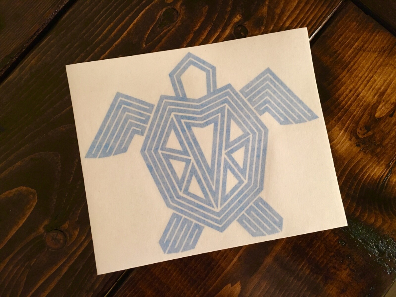 Stylized Sea Turtle Sticker 6” x 5” BLUE