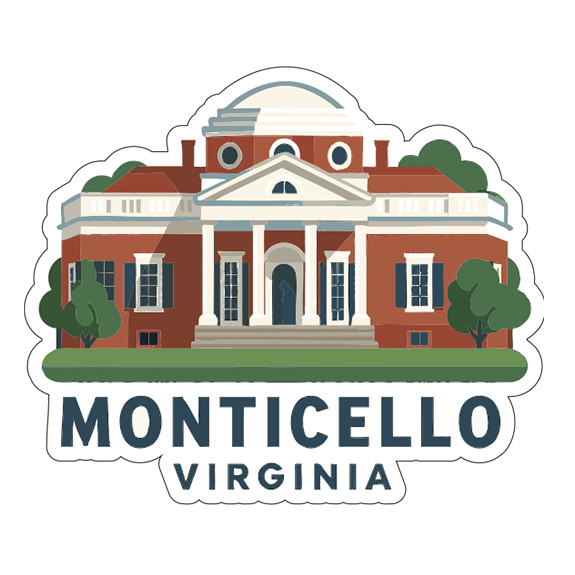 Monticello Virginia Sticker Decal Vinyl Die-Cut Symbolic Landmark Design