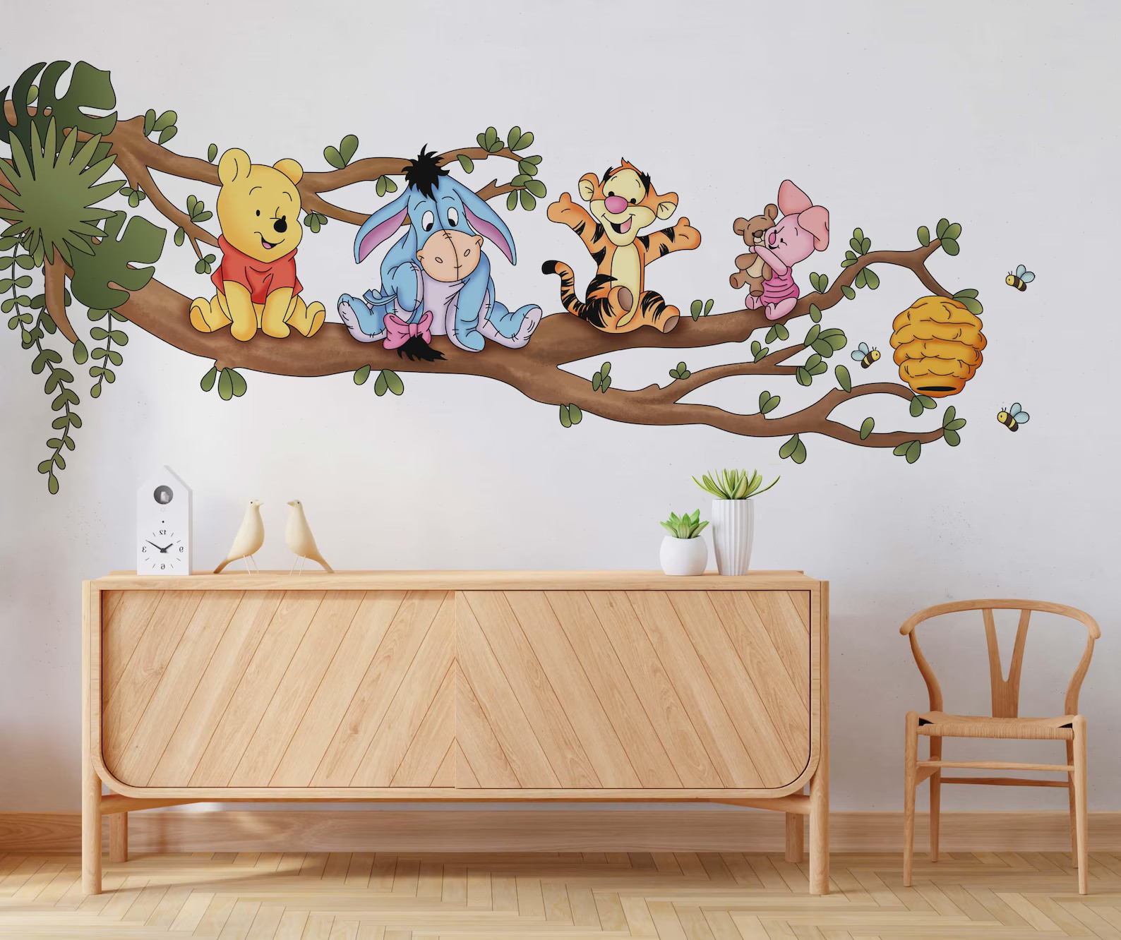 Winnie Wall Sticker Winnie On Tree Wall Mural Eeyore Wall Art Nursery Wall Decal