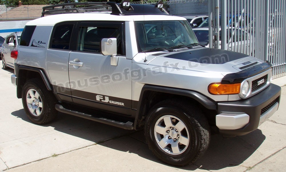 4.5" Rocker Stripes & Hood Graphic Graphics Decals fit any 07+ Toyota FJ Cruiser