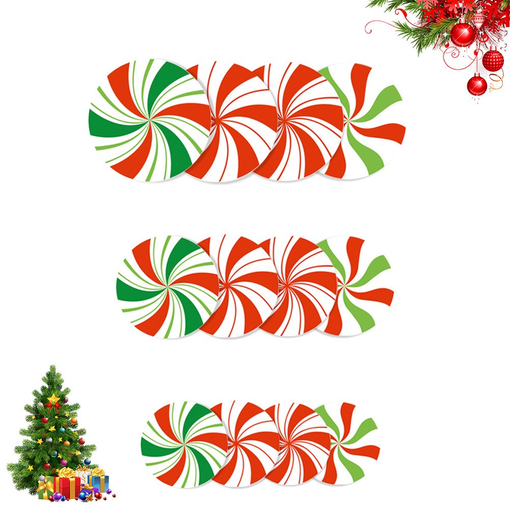 12 PCS Candy Wall Decal Glitter Chriastmas Sticker Christmas Decor