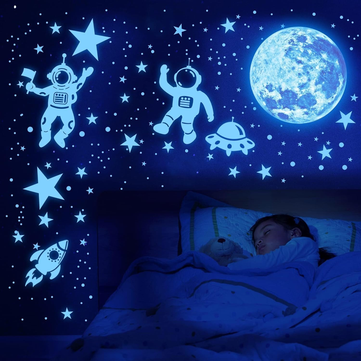 Glow in The Dark Stars for Ceiling 1106Pcs Glow in The Dark Moon and Planet W…