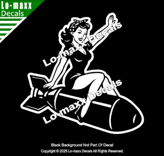 WW II Hot Sexy Girl Bomb Nose Art Decal Die Cut Vinyl Sticker Multi Size/Color