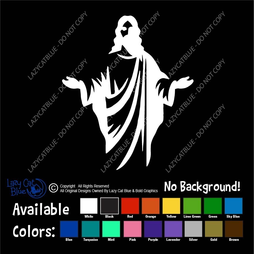 Jesus Decal Sticker Religious Christian Faith Blessed God Palms Pray Love Saves