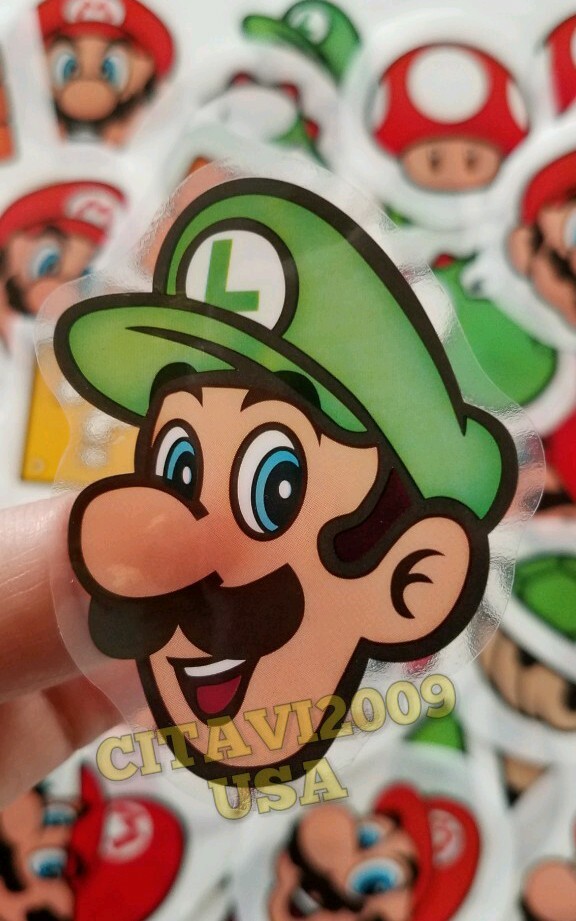 SUPER MARIO BROS TRANSLUCENT STICKERS SET OF 12 PARTY FAVOR DECAL DECORATION