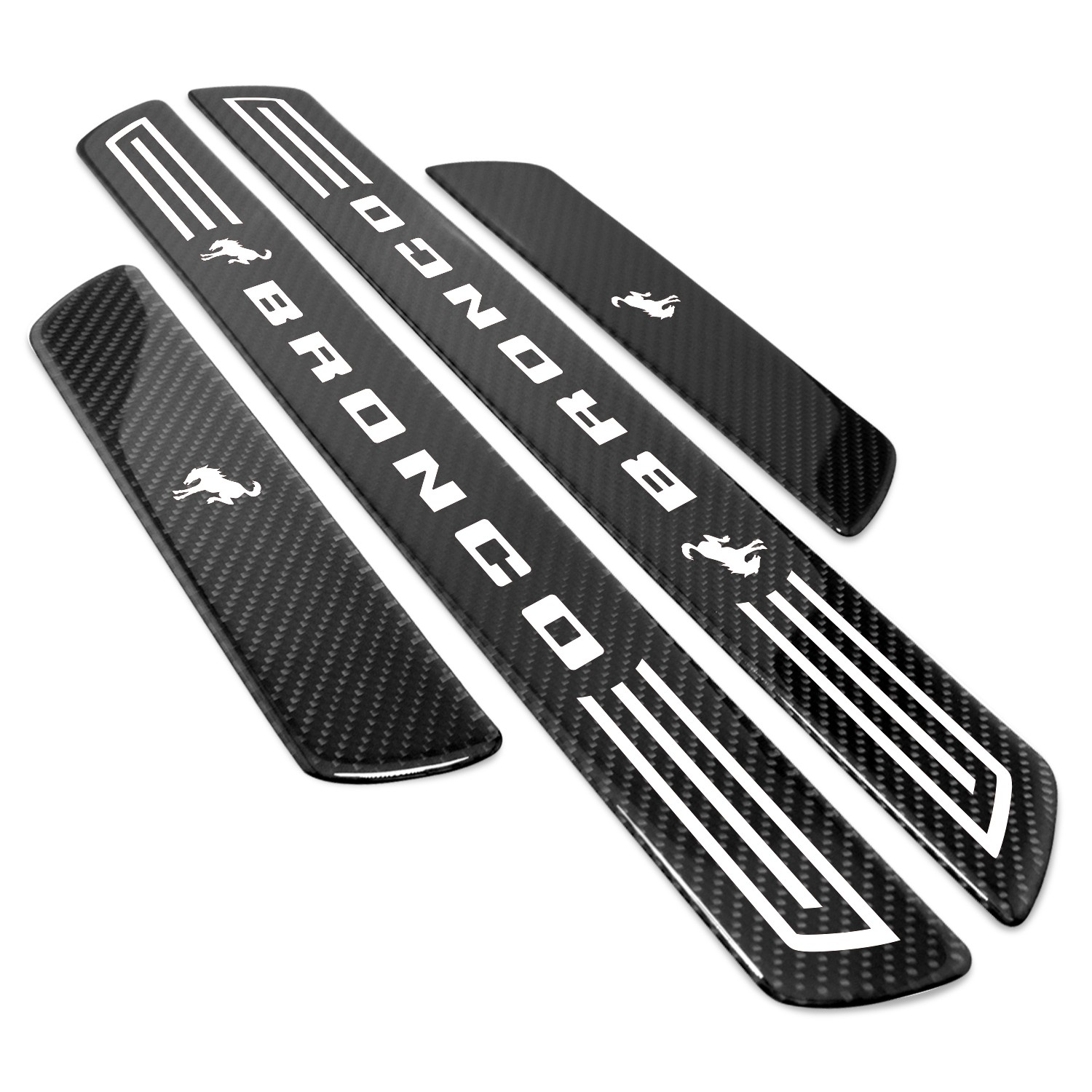 Ford Bronco X-Large Black Carbon Fiber 4 Pcs Universal Door Sill Plates
