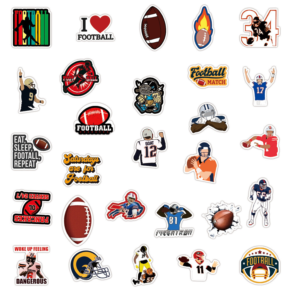 100Pcs Football Sticker for Adults Teens Girls Scrapbooking Water Bottles