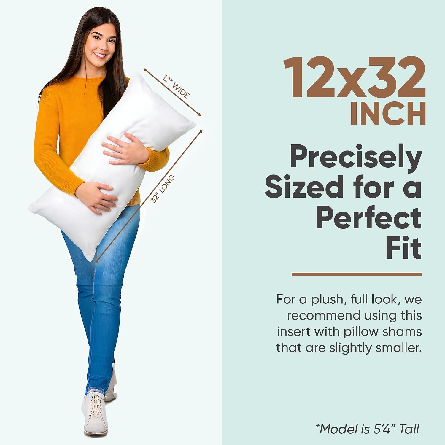Pillowflex Synthetic Down Pillow Insert – 12×32 Down Alternative Pillow, Ultra S