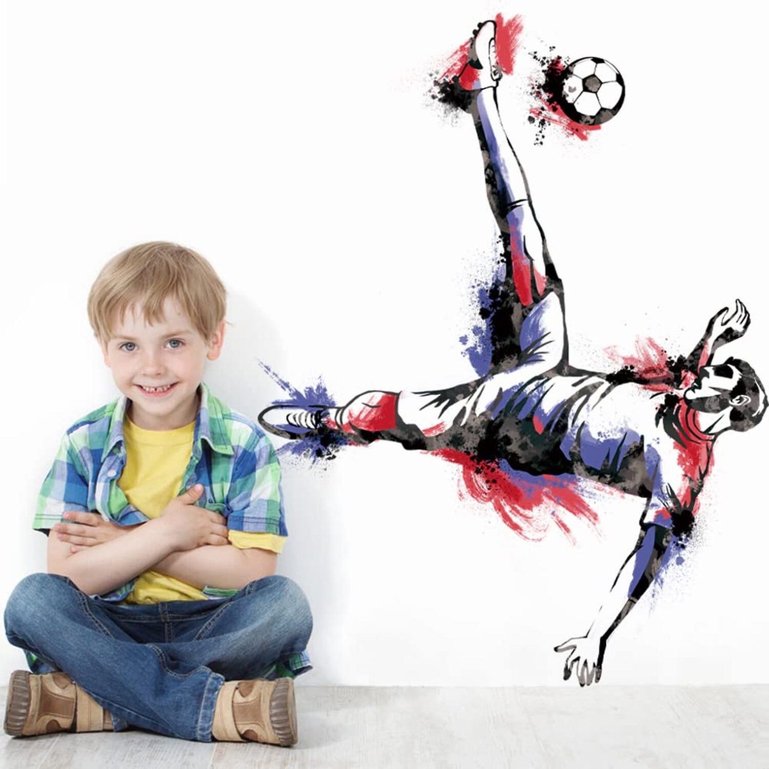 Runtoo Soccer Player Wall Art Decal Sports Wall Stickers Teens Boys Kids Bedr…