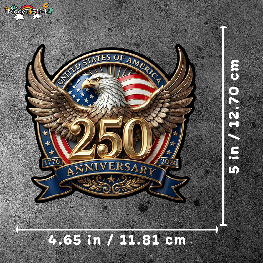 USA 250 Anniversary Bald Eagle Patriotic Vinyl Sticker Decal Car Window (3"x3")
