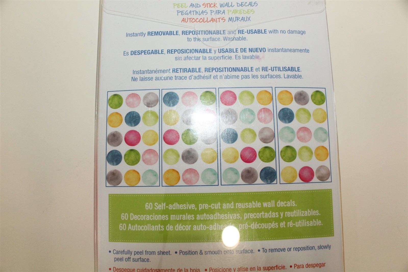 RoomMates 60 Self Adhesive Watercolor Dots Peel and Stick Wall Decals