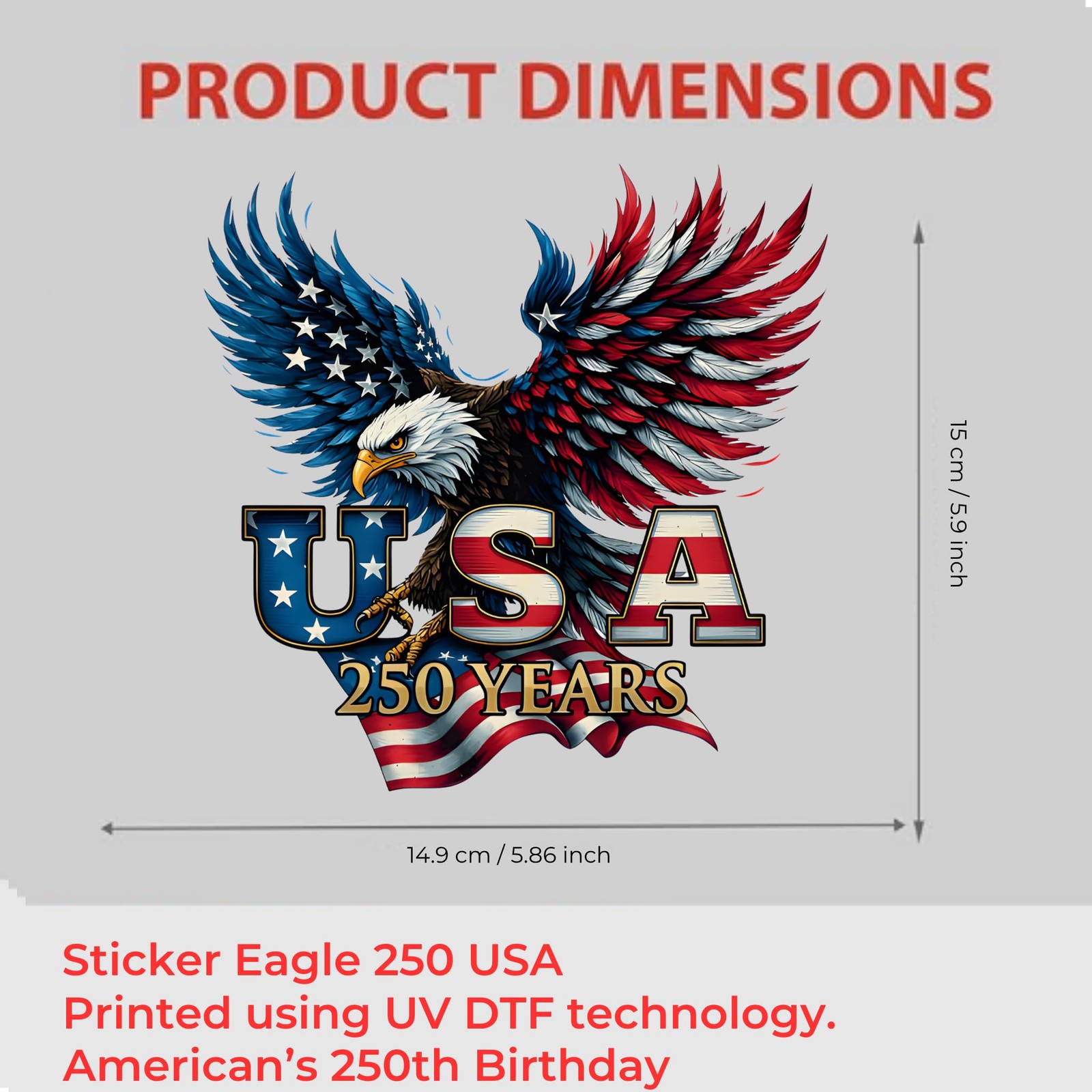 2pcs USA 250th Anniversary Merchandise – Patriotic 1776-2026 Vinyl Car Decals…