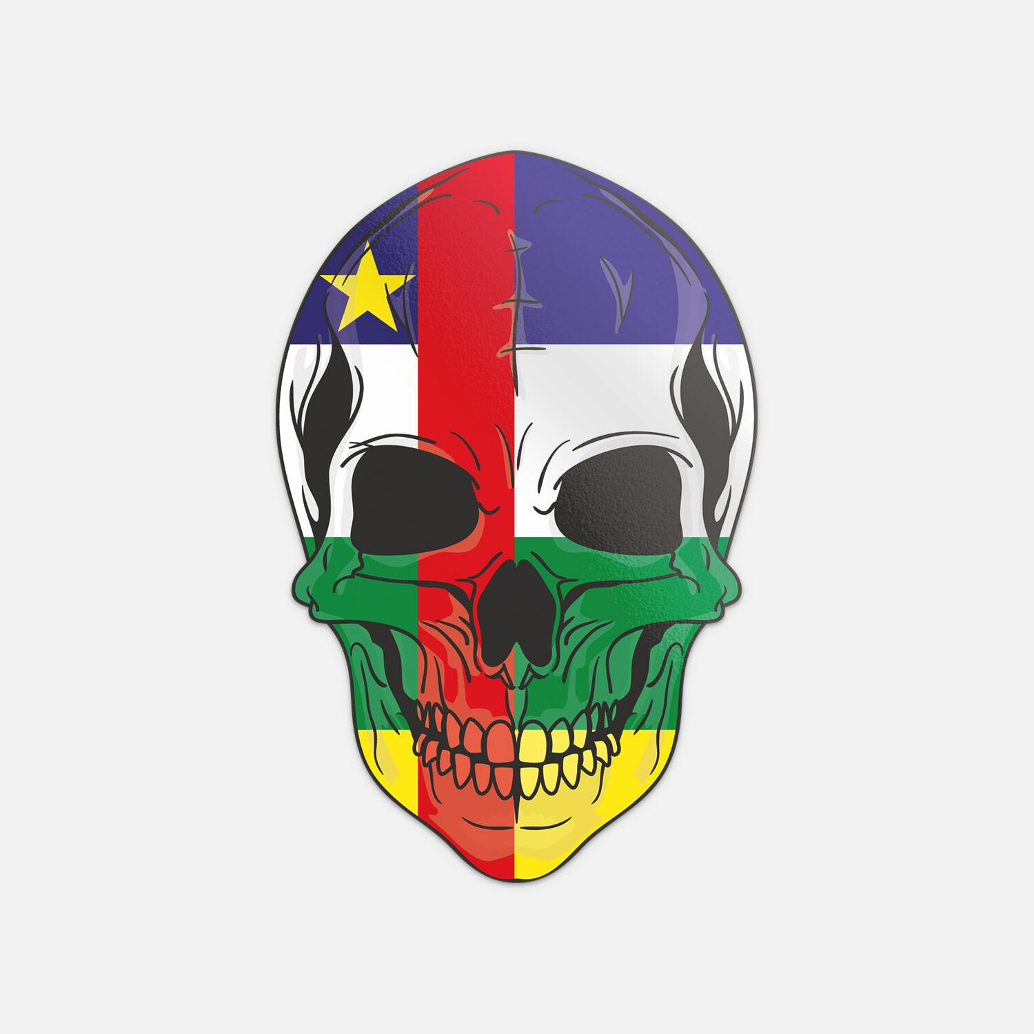 Skull Flag Central African Republic Vinyl Sticker Decal
