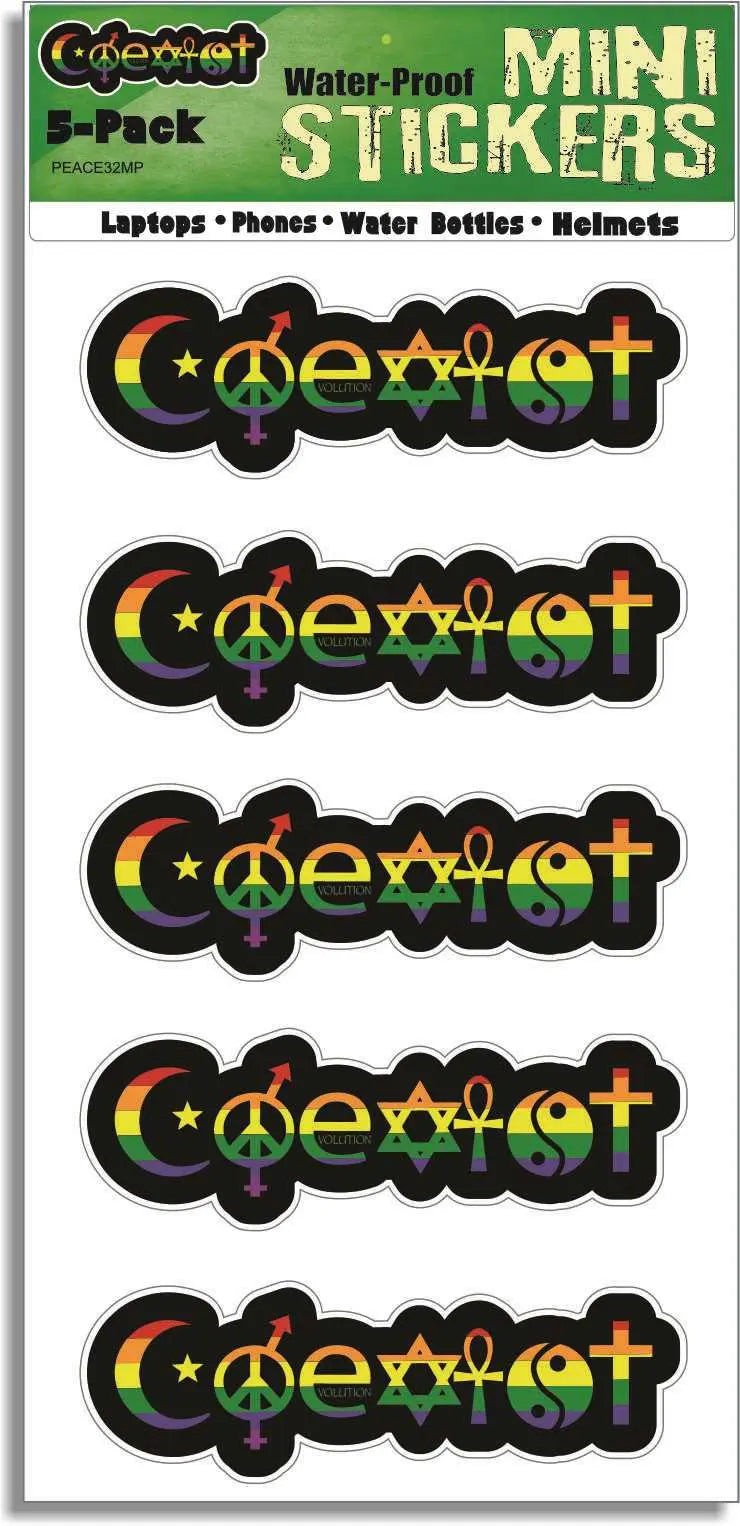 Set of 5 Mini Coexist Stickers 1×3 Inch Vinyl Decals for Phones Water Bottles