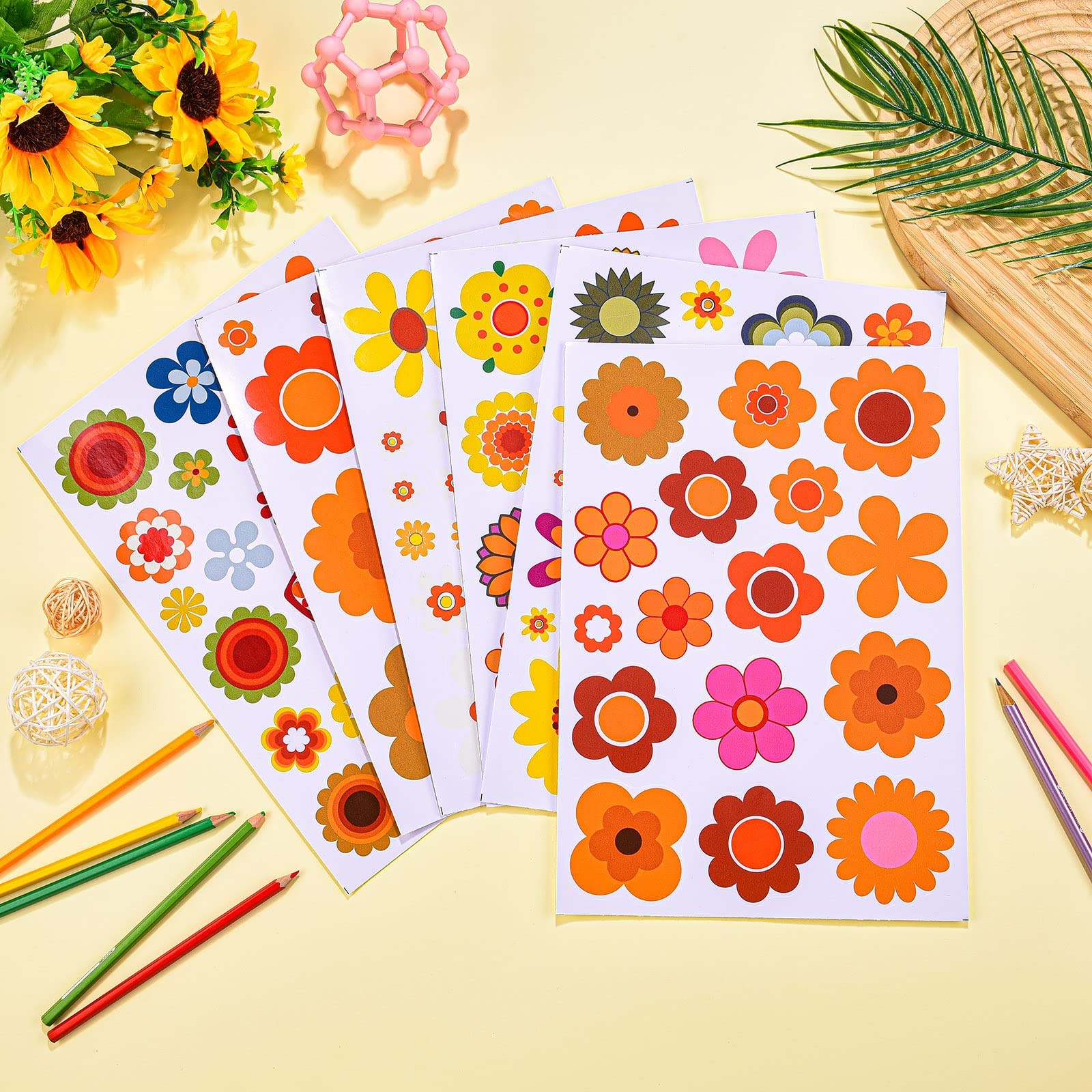 Daisy Stickers 135 Pcs Flower Car Decals 60's Hippie Stickers Daisy Vinyl Ret…