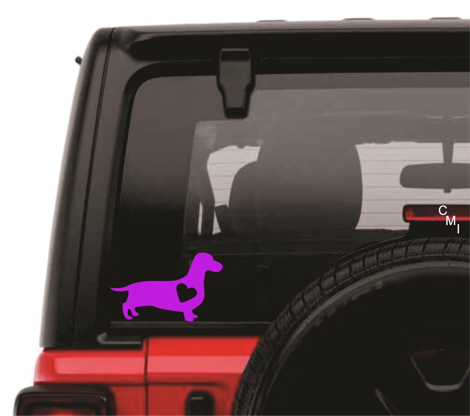 CMI Dachshund Dog with Heart Vinyl Decal Bumper Sticker (Light Pink, 6")