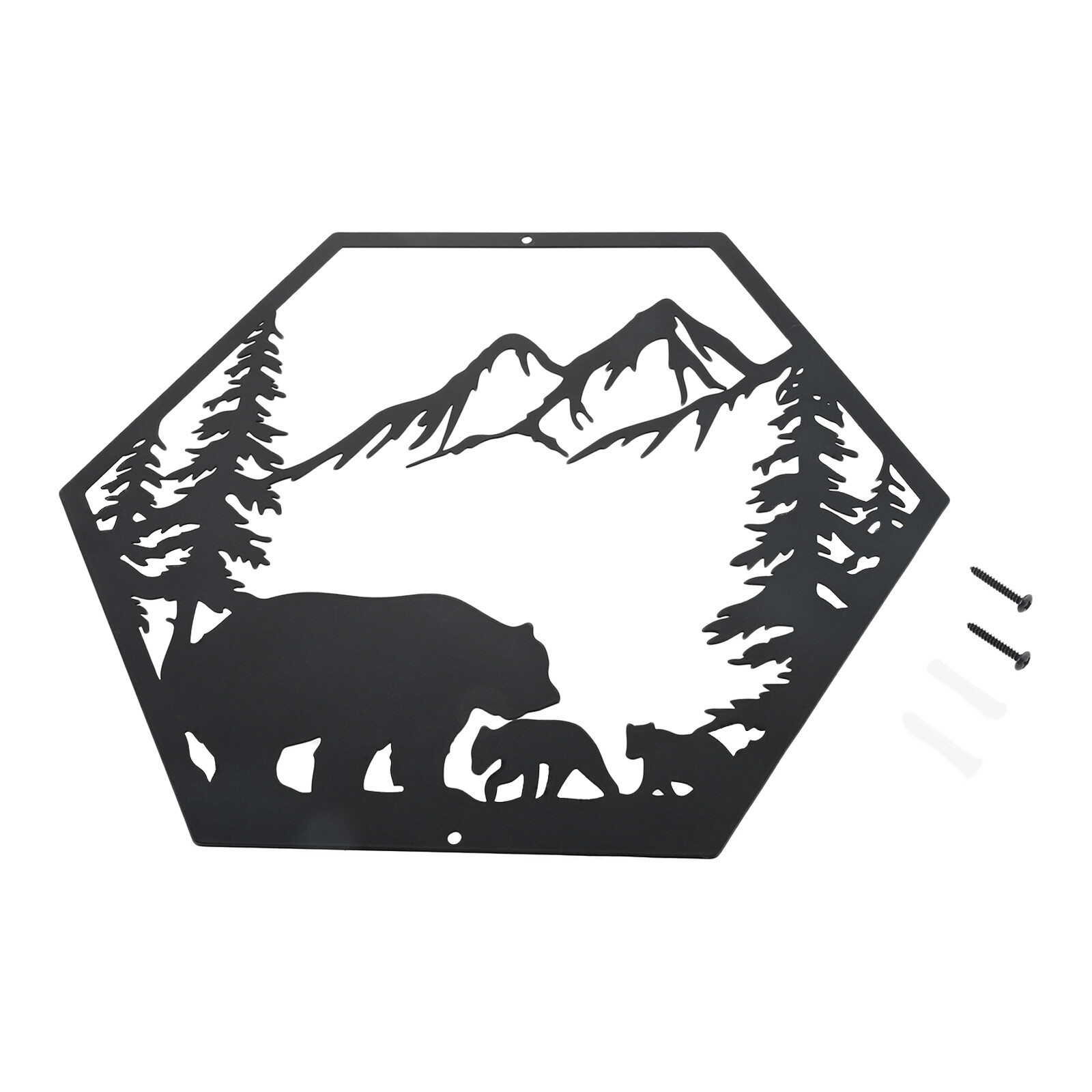 Metal Bear Forest Wall Sculpture Art Decoration for Living Room Bedroom Kitchen
