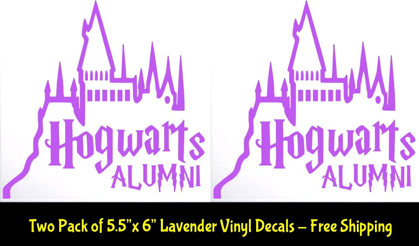 6" Hogwarts Alumni Castle Two PK Lavender Vinyl Decals Car Truck Windows