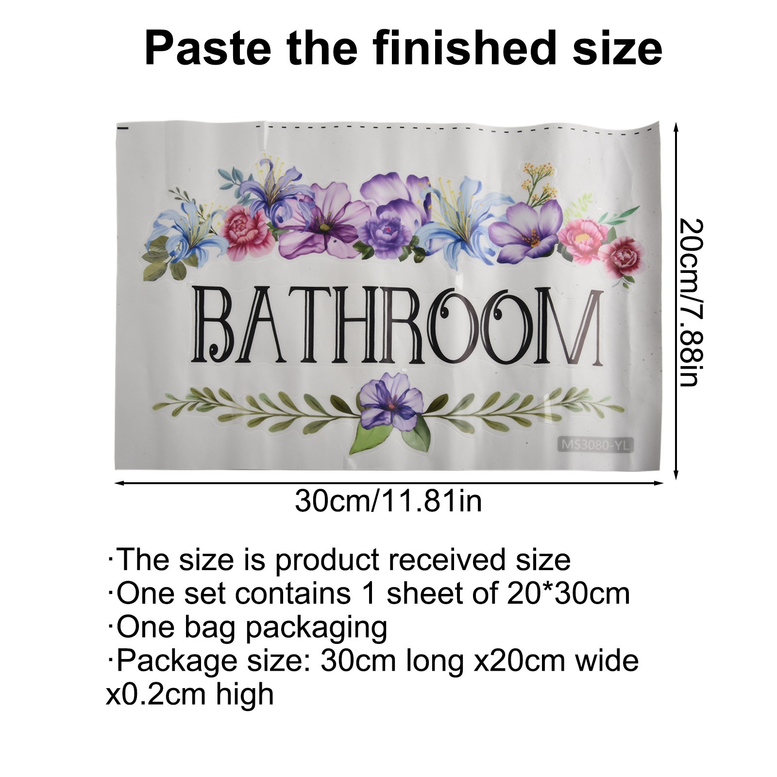 Waterproof Vinyl Wall Sticker Bathroom Door Sign Easy Application Removable