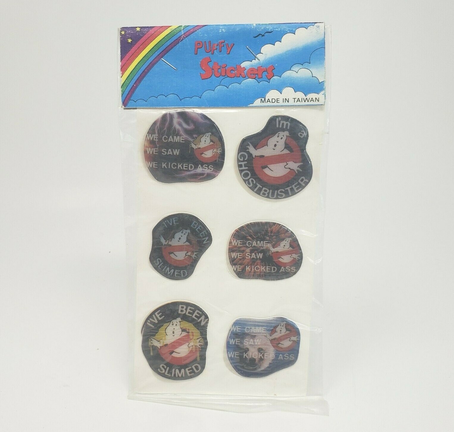 VINTAGE 1980's GHOSTBUSTERS 6 PUFFY STICKERS SEALED UNOPENED MADE IN TAIWAN
