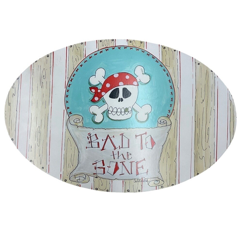 Lane Dee Signs Hand Painted Pirate Skull Bad To The Bone Calandia Wall Decor