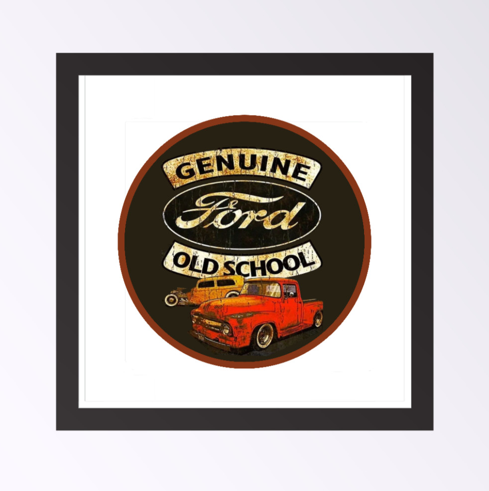 Car Classics "Ford Old School" – 4" Handmade Vinyl Decal Cooler Vehicle Laptop