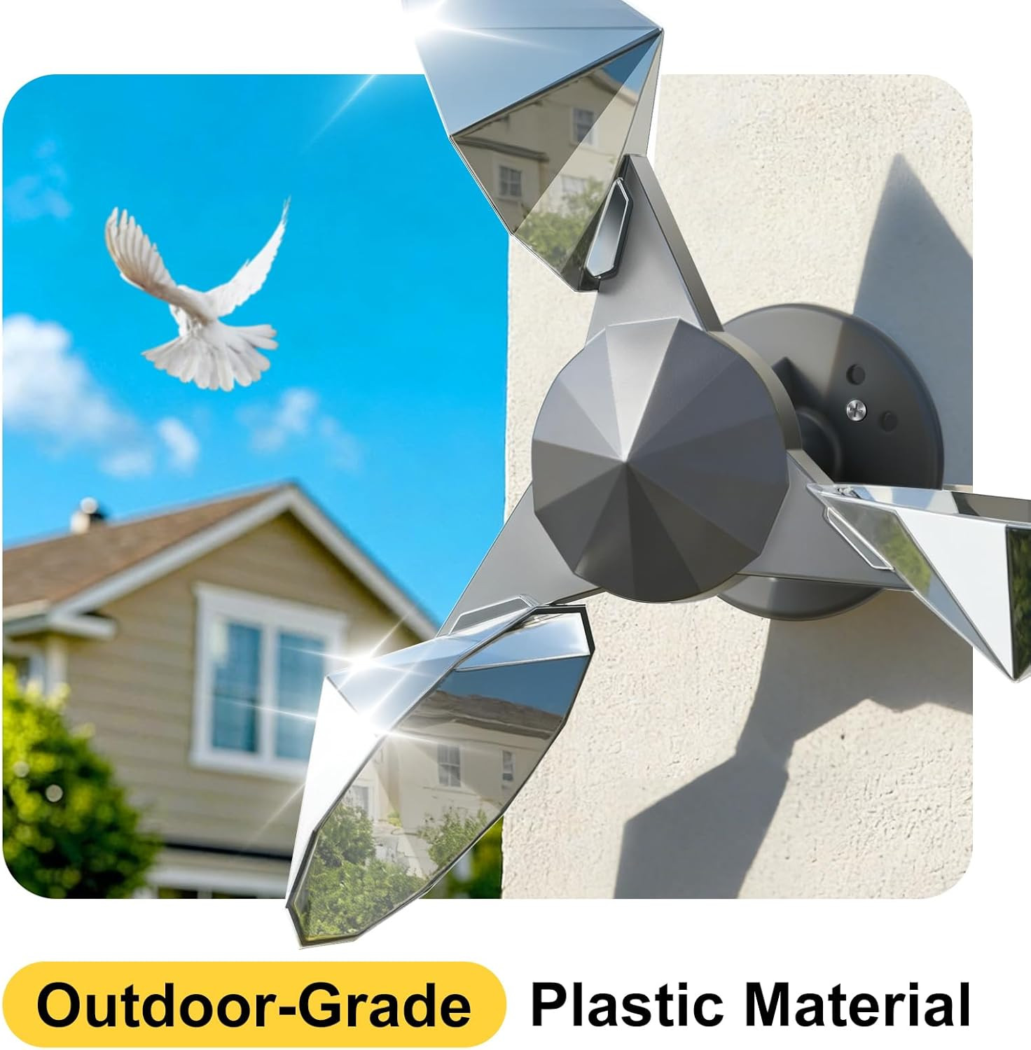 2 PCS Bird Scare Reflective Device, Bird Reflector with Plastic Base for Outside