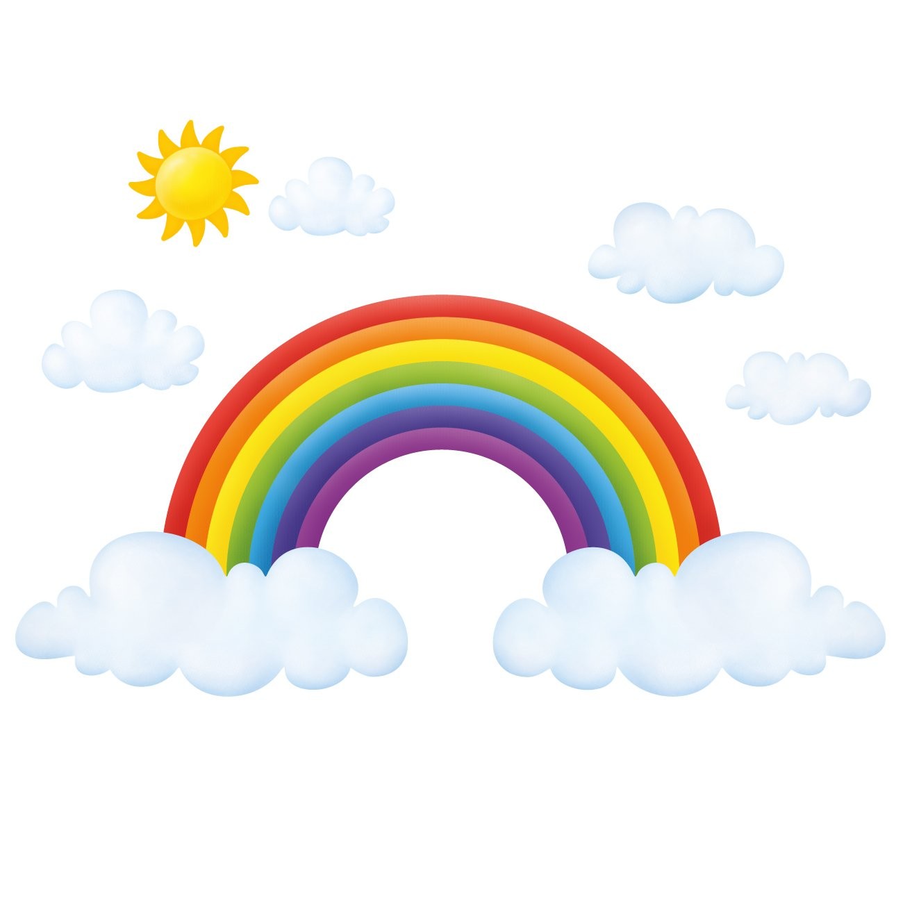 SG2-1713 Rainbow and Clouds Wall Stickers Wall Decals Peel and Stick Removabl…