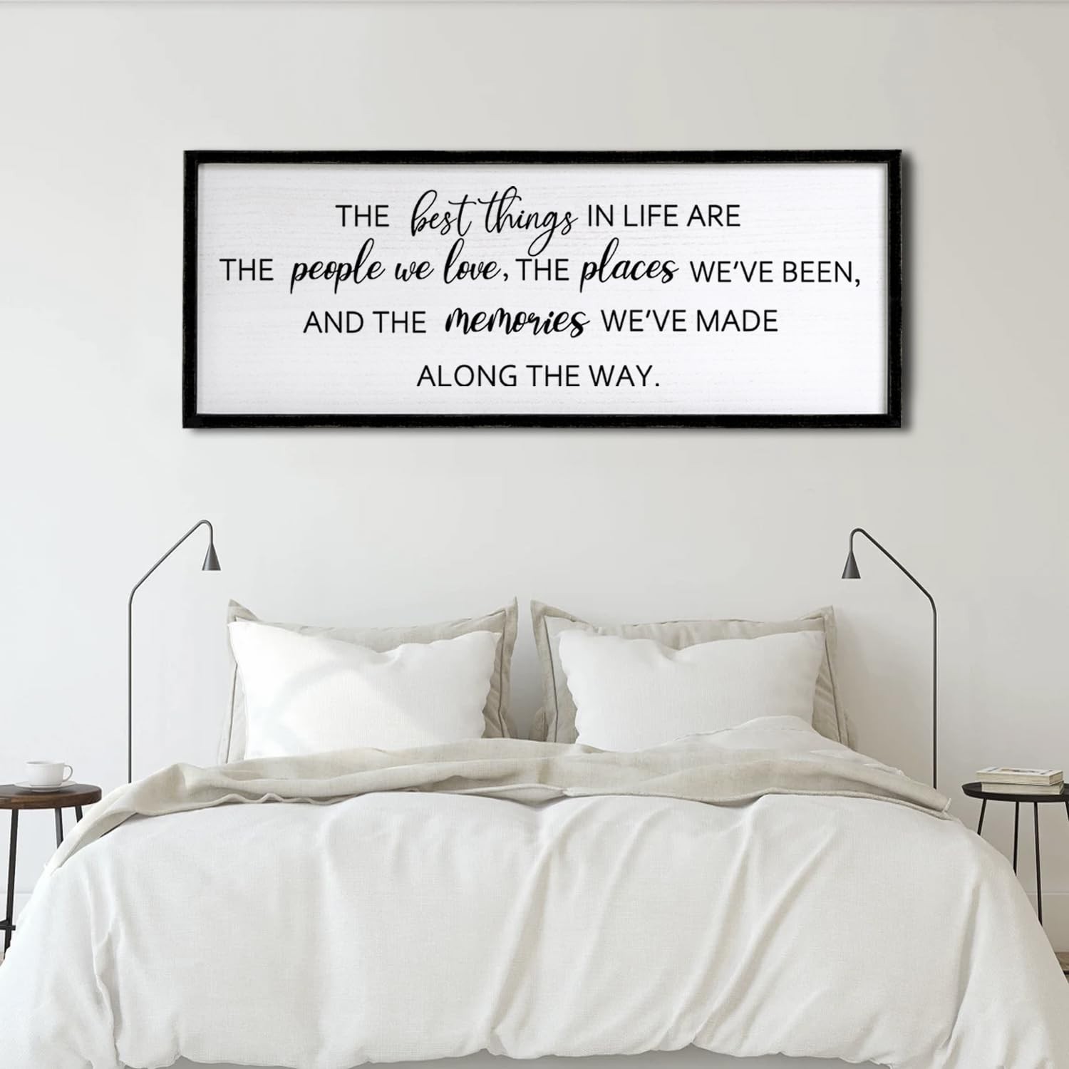 Foutcheou The Best Things in Life Wall Art, 32"×12" Framed Wood Memories