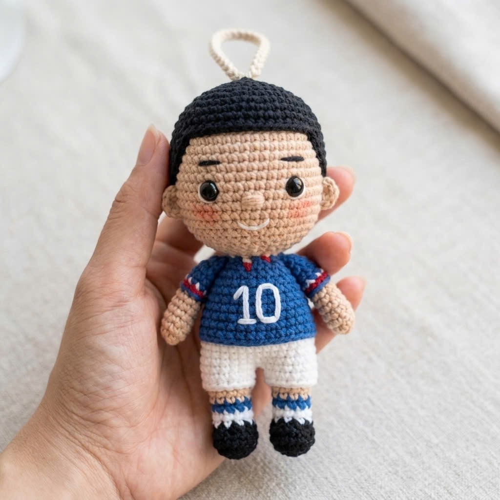 Crochet Sports Doll Keychain Handmade Bag Charm Car Mirror