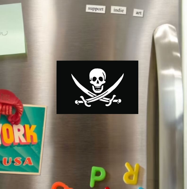 Jolly Roger Flag Die Cut Glossy Fridge Magnet